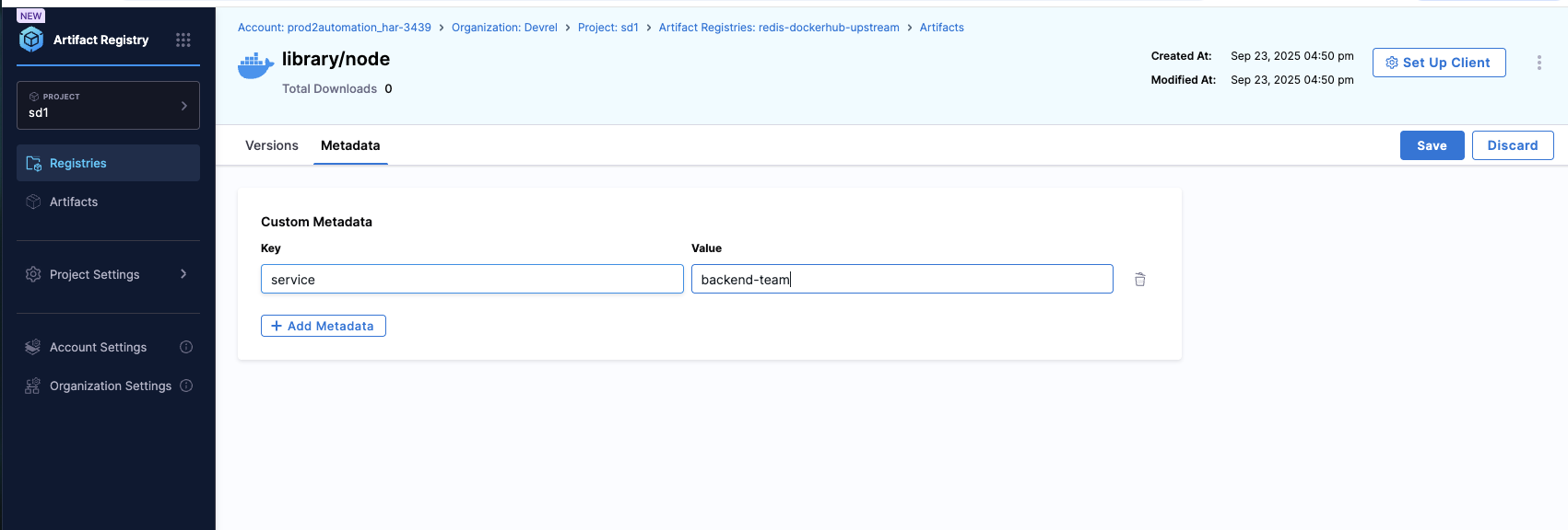 Artifact Level Metadata