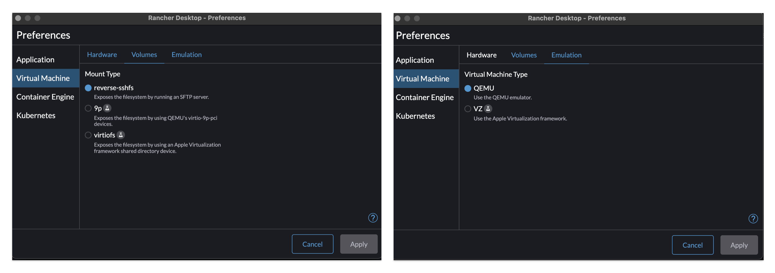 Rancher Desktop Preferences Configuration